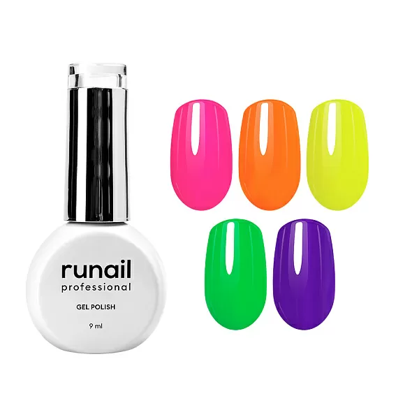 Набор гель-лаков "runail GEL POLISH" 5 оттенков (№8883, №8895, №8896, №8904, №8922) по 9 мл, №1124М