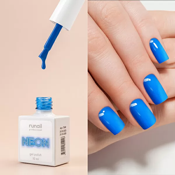 Набор неоновых флуоресцентных гель-лаков NEON 4 оттенка (№7247, №7248, №7249, №7251) по 10 мл, №1065М
