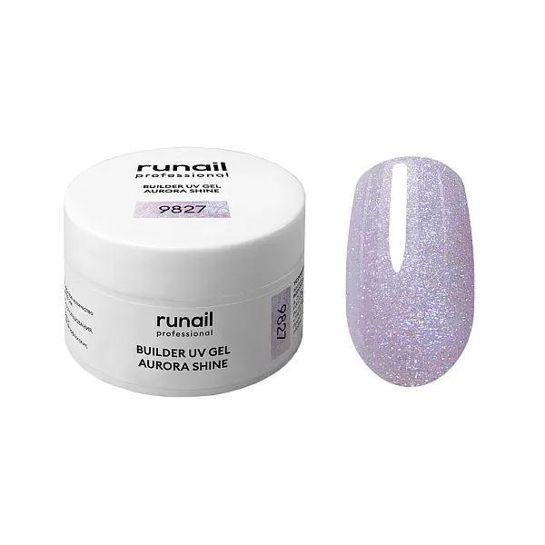 Набор моделирующих УФ-гелей c шиммером BUILDER UV GEL AURORA SHINE 6 оттенков (№9822, №9823, №9824, №9825, №9826, №9827) по 15 г, №1271М