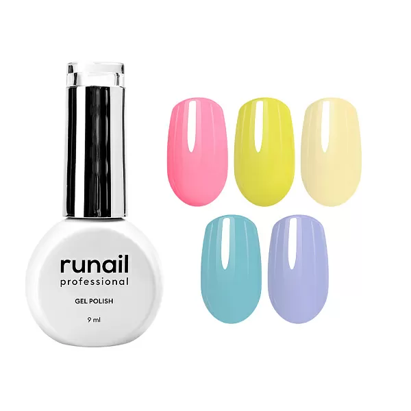 Набор гель-лаков "runail GEL POLISH" 5 оттенков (№7906, №8897, №8900, №8909, №8917) по 9 мл, №1121М