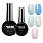 Набор №1253М: гель-лак "runail GEL POLISH" 5 оттенков (№9205, №9218, №9219, №9220, №9221) по 9 мл и Глянцевый топ TopCoat №2716 15 мл