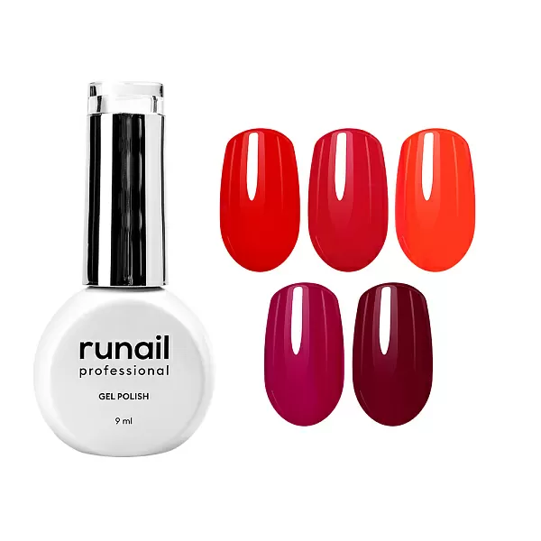 Набор гель-лаков "runail GEL POLISH" 5 оттенков (№7914, №8875, №8892, №8929, №8931) по 9 мл, №1119М