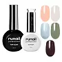 Набор №1261М: гель-лак "runail GEL POLISH" 5 оттенков (№9203, №9204, №9205, №9206, №9207) по 9 мл и Глянцевый топ TopCoat №2716 15 мл