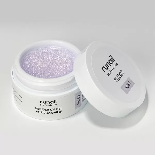 Набор моделирующих УФ-гелей c шиммером BUILDER UV GEL AURORA SHINE 6 оттенков (№9822, №9823, №9824, №9825, №9826, №9827) по 15 г, №1271М
