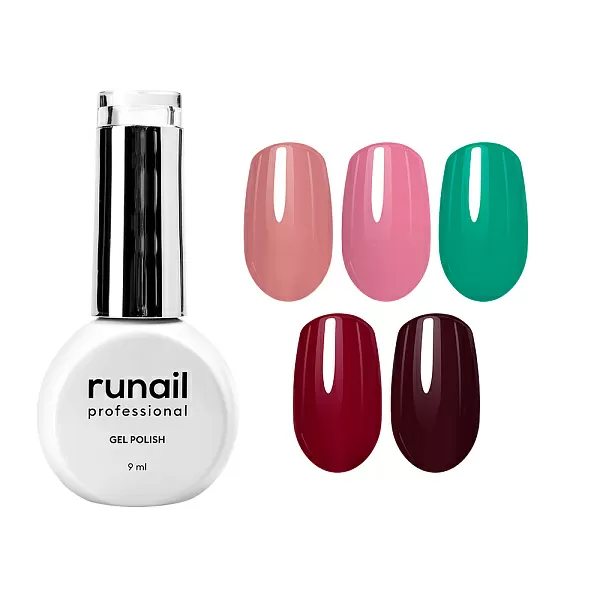 Набор гель-лаков "runail GEL POLISH" 5 оттенков (№7871, №7905, №8907, №8930, №8938) по 9 мл, №1131М