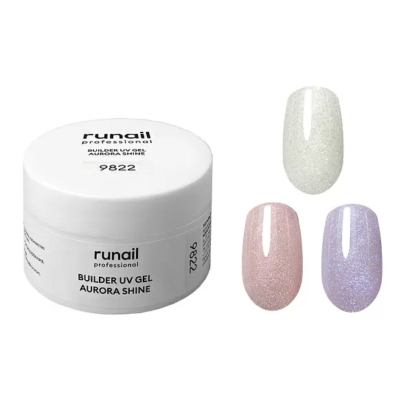 Набор моделирующих УФ-гелей c шиммером BUILDER UV GEL AURORA SHINE 3 оттенка (№9822, №9826, №9827) по 15 г, №1243М