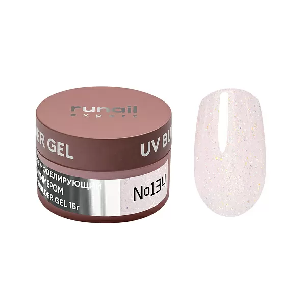 Гель моделирующий с шиммером UV BUILDER GEL Runail Expert №134, 15г банка