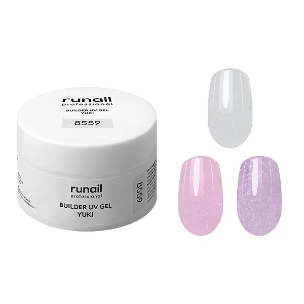 Набор моделирующих УФ-гелей с хлопьями Юки BUILDER UV GEL YUKI 3 оттенка (№8559, №8562, №8563) по 15 г, №9514