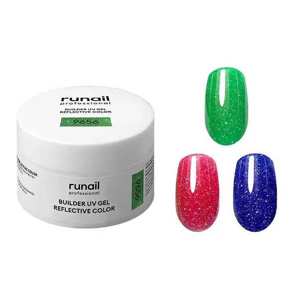Набор моделирующих светоотражающих УФ-гелей BUILDER UV GEL REFLECTIVE COLOR 3 оттенка (№9656, №9657, №9660) по 15 г, №1301М