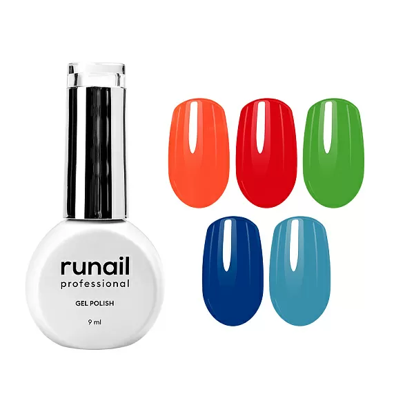 Набор гель-лаков "runail GEL POLISH" 5 оттенков (№8894, №9214, №9215, №9216, №9217) по 9 мл, №1267М