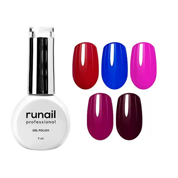 Набор гель-лаков "runail GEL POLISH" 5 оттенков (№8877, №8914, №8924, №8926, №8937) по 9 мл, №1130М