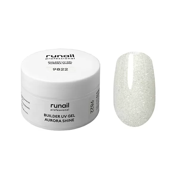 Набор моделирующих УФ-гелей c шиммером BUILDER UV GEL AURORA SHINE 6 оттенков (№9822, №9823, №9824, №9825, №9826, №9827) по 15 г, №1271М
