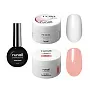 Набор №1168М: 2 камуфлирующих УФ-геля (№3743, №3864) по 30 г, глянцевый топ TopСoat (без липкого слоя) 15 мл №2716